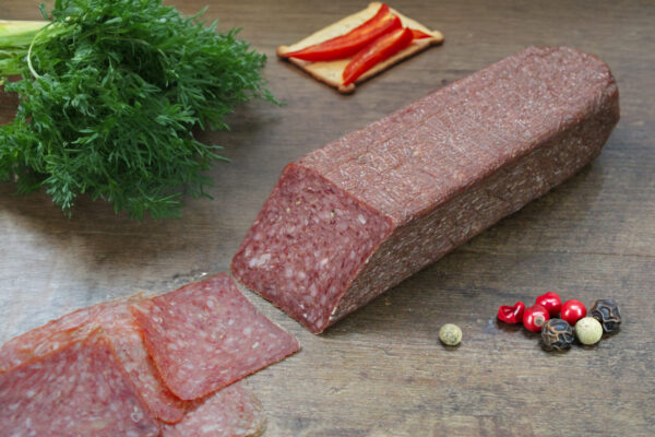 Brother & Sister Beef Hunter Salami offers a savory flavor, perfect for charcuterie boards. Brother & Sister Smoked Meats. European Food Distributors.