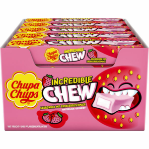 Chupa Chups Incredible Chew Erdbeere Gum 45g - Global Imports & Exports - Wholesale European Food Distributors