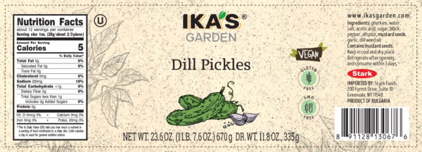 Ika's Garden Dill Pickles 670g - Nutrition Facts - Global Imports & Exports Distributors