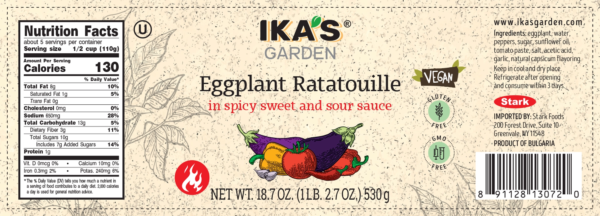 Ika's Garden Eggplant Ratatouille 530g - Nutrition Facts - Global Imports & Exports Distributors