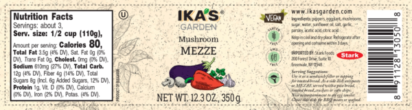 Ika's Garden Mushroom Mezze 350g - Nutrition Facts - Global Imports & Exports Distributors