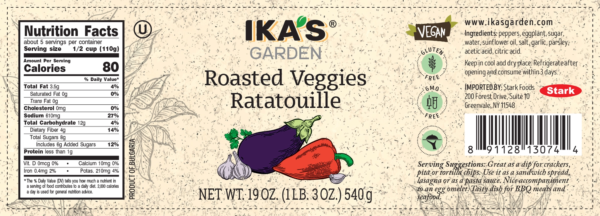 Ika's Garden Roasted Veggies Ratatouille 540g - Nutrition Facts - Global Imports & Exports Distributors