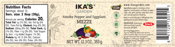 Ika's Garden Smoky Pepper & Eggplant Mezze 350g - Nutrition Facts - Global Imports & Exports Distributors