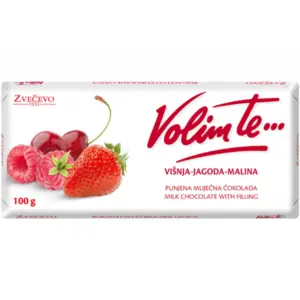 Zvecevo Volim Te Cherry Strawberry Raspberry Chocolate 100g - Global Imports & Exports - Wholesale European Food Distributors