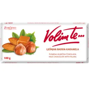 Zvecevo Volim Te Hazelnut Almond Caramel Chocolate 100g - Global Imports & Exports - Wholesale European Food Distributors